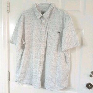 Ascend Men's 2XL White Geometric Button Up Shirt Short Sleeve Lightweight